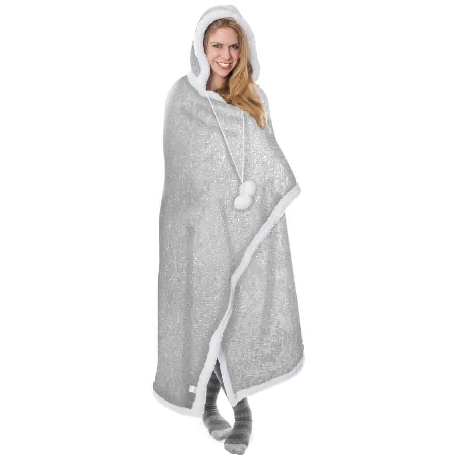 Ultra Soft Sparkle Chic Hooded Throw Blanket