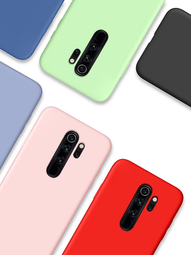 Ultra Thin Flexible Gel Protective Cover Soft Slim Solid Color Case Liquid Silicone Case For Xiaomi Redmi 9T Case For Mi 9 10 Redmi Note 9 9S 8 Pro Cover For Xiaomi Mi Note 10 Protective Bumper