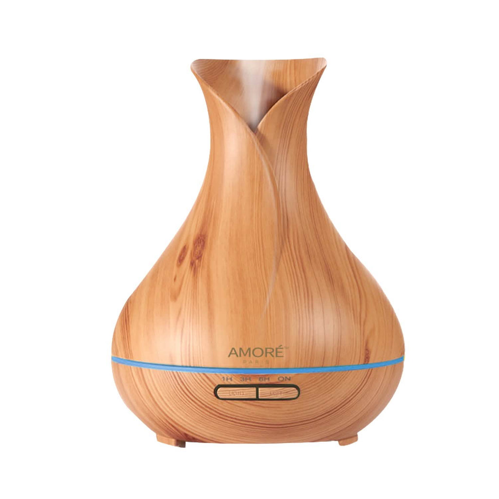 Ultrasonic Air Humidifier With Wood Grain 7 Color Changing LED Lights