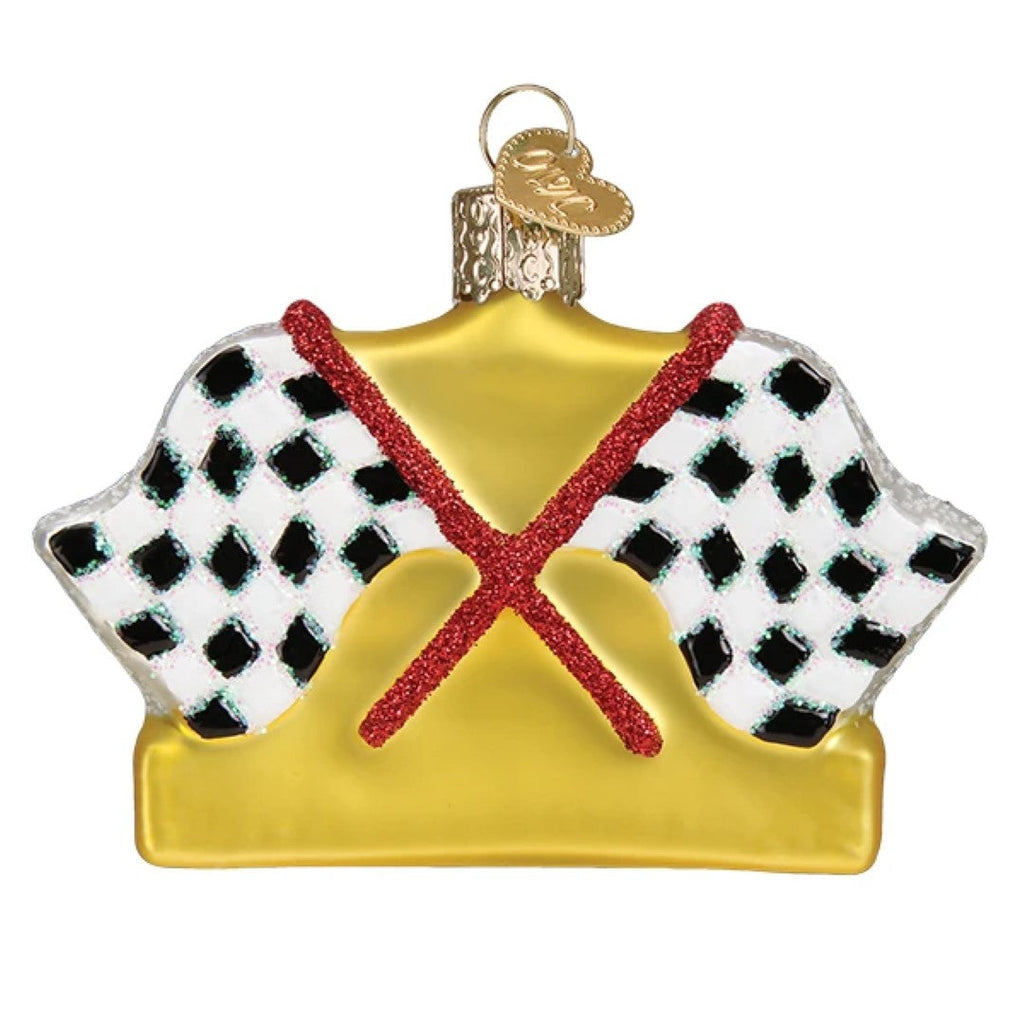 Racing Flags Glass Ornament