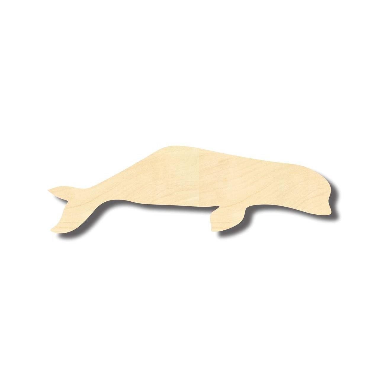 Unfinished Wood Beluga Whale Shape - Ocean - Craft - up to 46" DIY