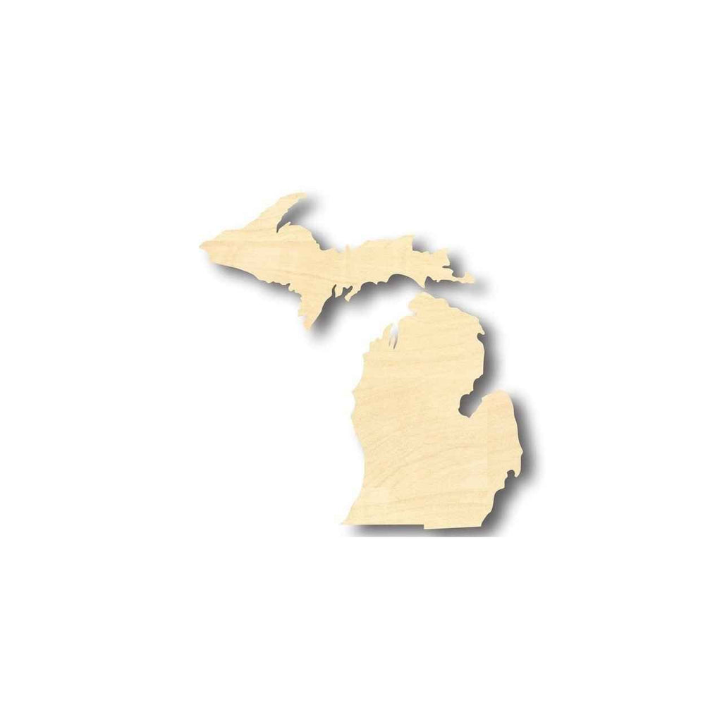 Unfinished Wood Michigan Shape (2 Pieces) - State - Craft - up to 46" DIY