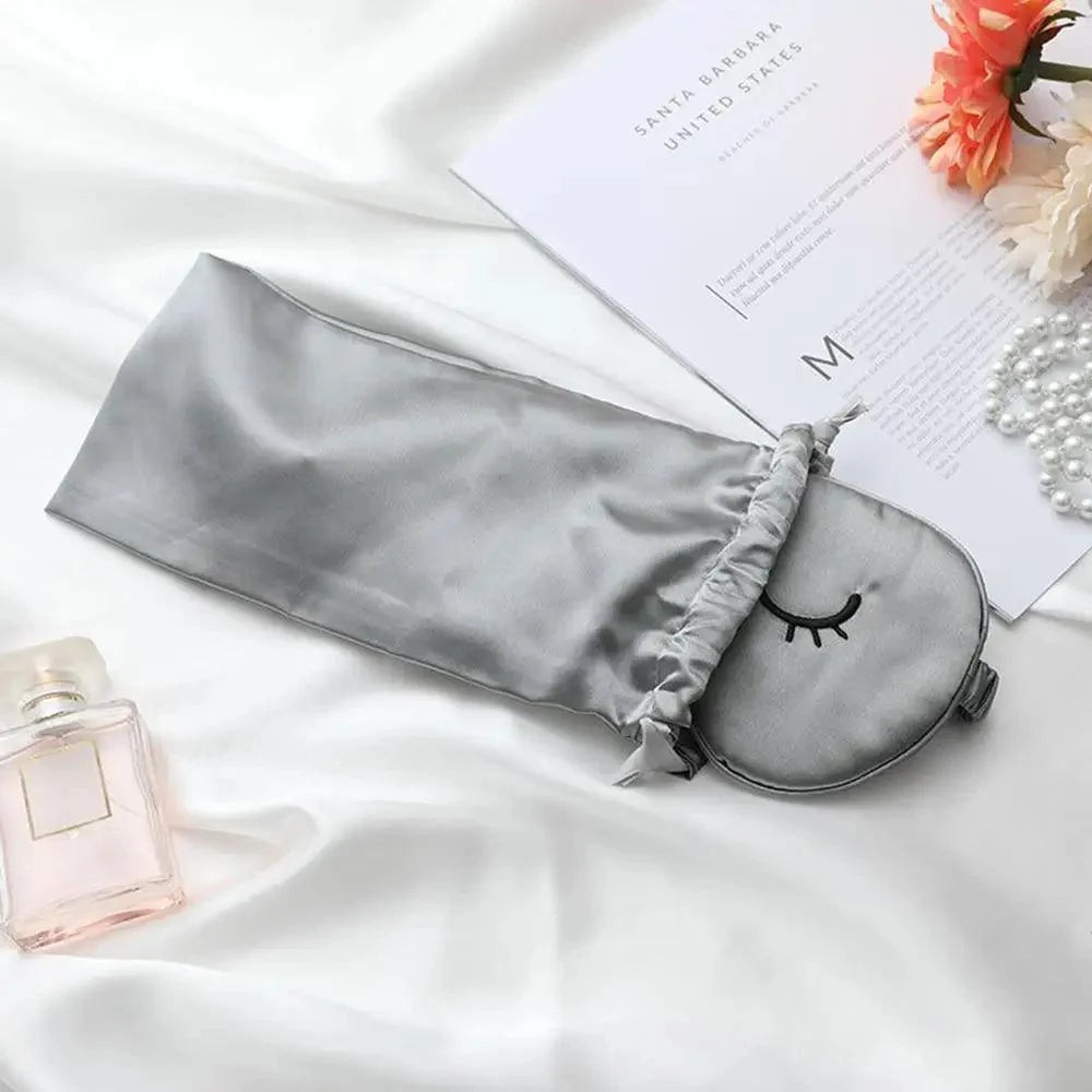 Unique Design Eyelash Embroidery Imitated Silk Sleeping Eye Masks Shading Patch Cover Blindfold With Adjustable Strap Travel Relax Eye Care Tools With Bag