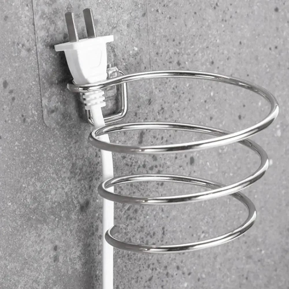 Unique Designed Hair Dryer Holder Blower Organizer Adhesive Wall Mounted Nail Free No Drilling Stainless Steel Stand Tool For Bathroom Bedroom