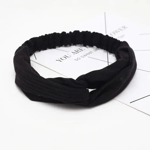 Unique Style Women's Soft Solid Print Headbands Vintage Cross Knot Elastic Hairbands Bandanas Girls Hair Bands Hair Accessories