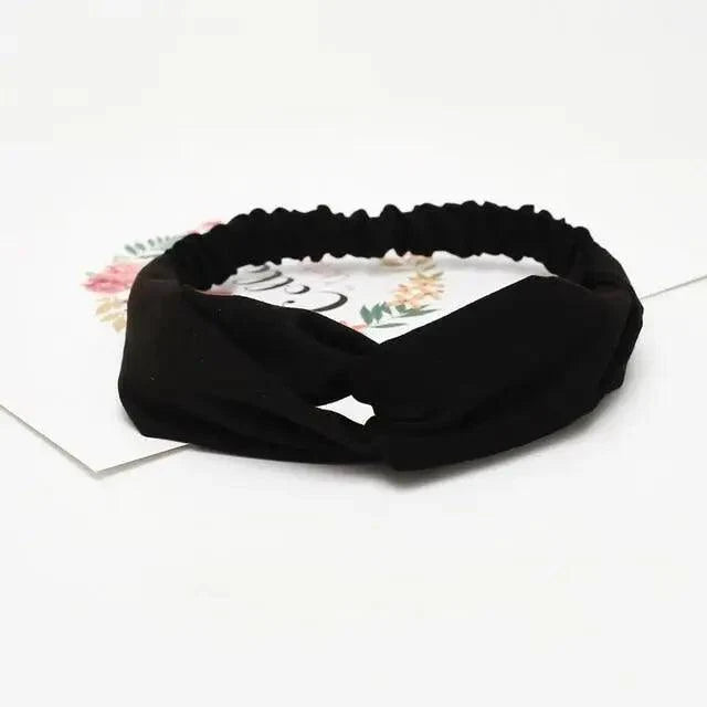 Unique Style Women's Soft Solid Print Headbands Vintage Cross Knot Elastic Hairbands Bandanas Girls Hair Bands Hair Accessories