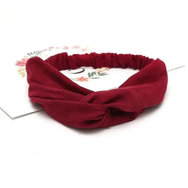 Unique Style Women's Soft Solid Print Headbands Vintage Cross Knot Elastic Hairbands Bandanas Girls Hair Bands Hair Accessories