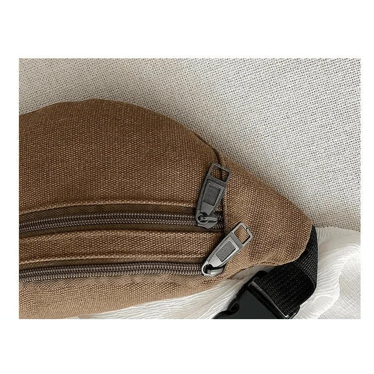 Unisex Casual Canvas Waist Bag Functional Comfortable Waist Bag Classic Waterproof Cross Body Traveling Bag