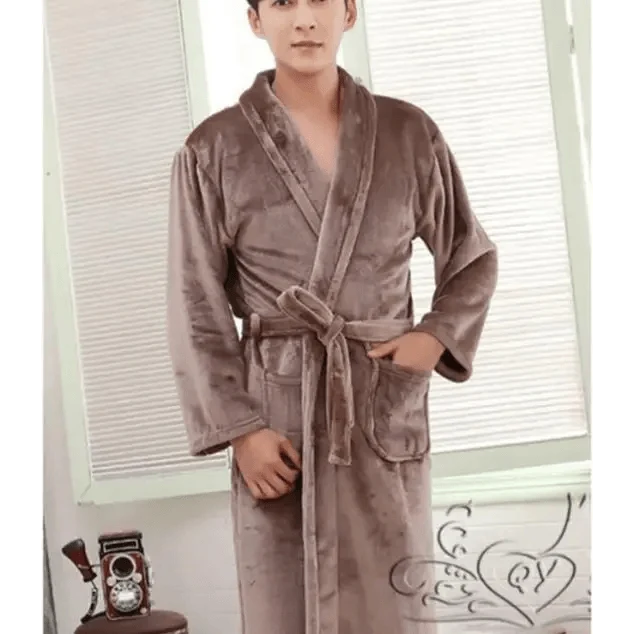 Unisex Comfortable Fleece Soft Bathrobes Elegant Sleepwear For Men And Women Winter Indoor Warm Bathrobe