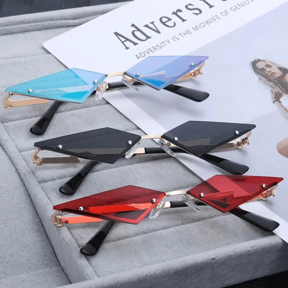 Unisex Elegant Diamond Shape Rimless Sunglasses Vintage Sun Glasses Cute Designs Excellent Gift For Summer