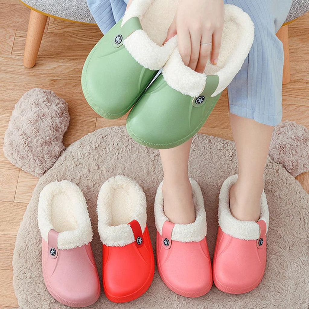 Unisex Home Shoes Winter Clogs Indoor Plush Warm Slippers Sandals For Women New Fashion Footwear Soft Slides Cozy Indoor Outdoor Knit Slipper Clog With Plush Warm Fur Lining Slippers For Women
