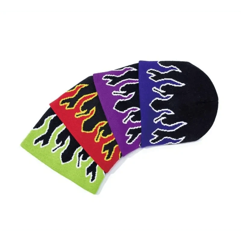 Unisex Modern Fire Design Soft Warm Beanies Comfortable Winter One Size Caps For Men And Women