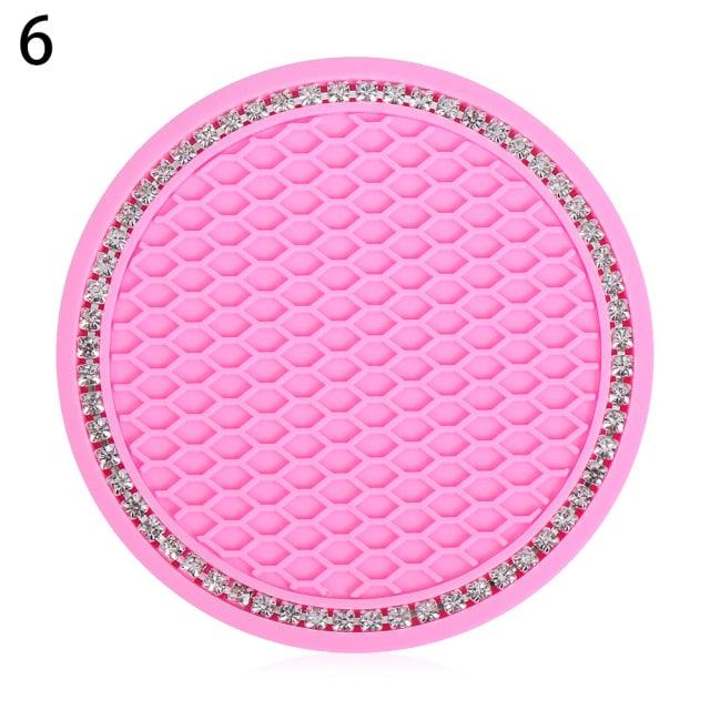 Universal Vehicle Bling Cup Holder Bling Glitter Acrylic Diamond Car Coaster PVC Travel Auto Cup Mats Insert Coaster Anti Slip Crystal Vehicle Bling Car Coasters Pink PVC Travel Auto Cup Holder Insert Coaster Anti Slip Crystal Vehicle Interior Accessories