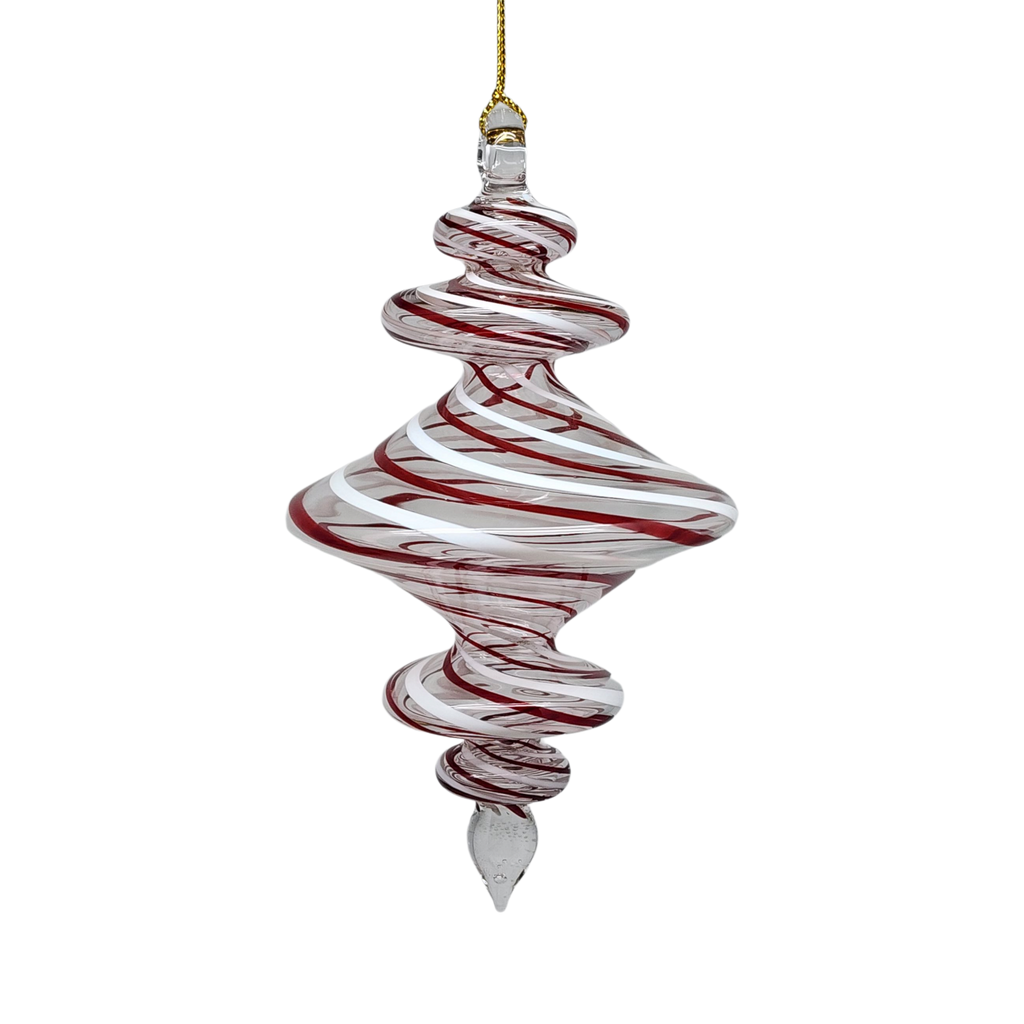 Peppermint Swirl Egyptian Glass Spiral Ornament