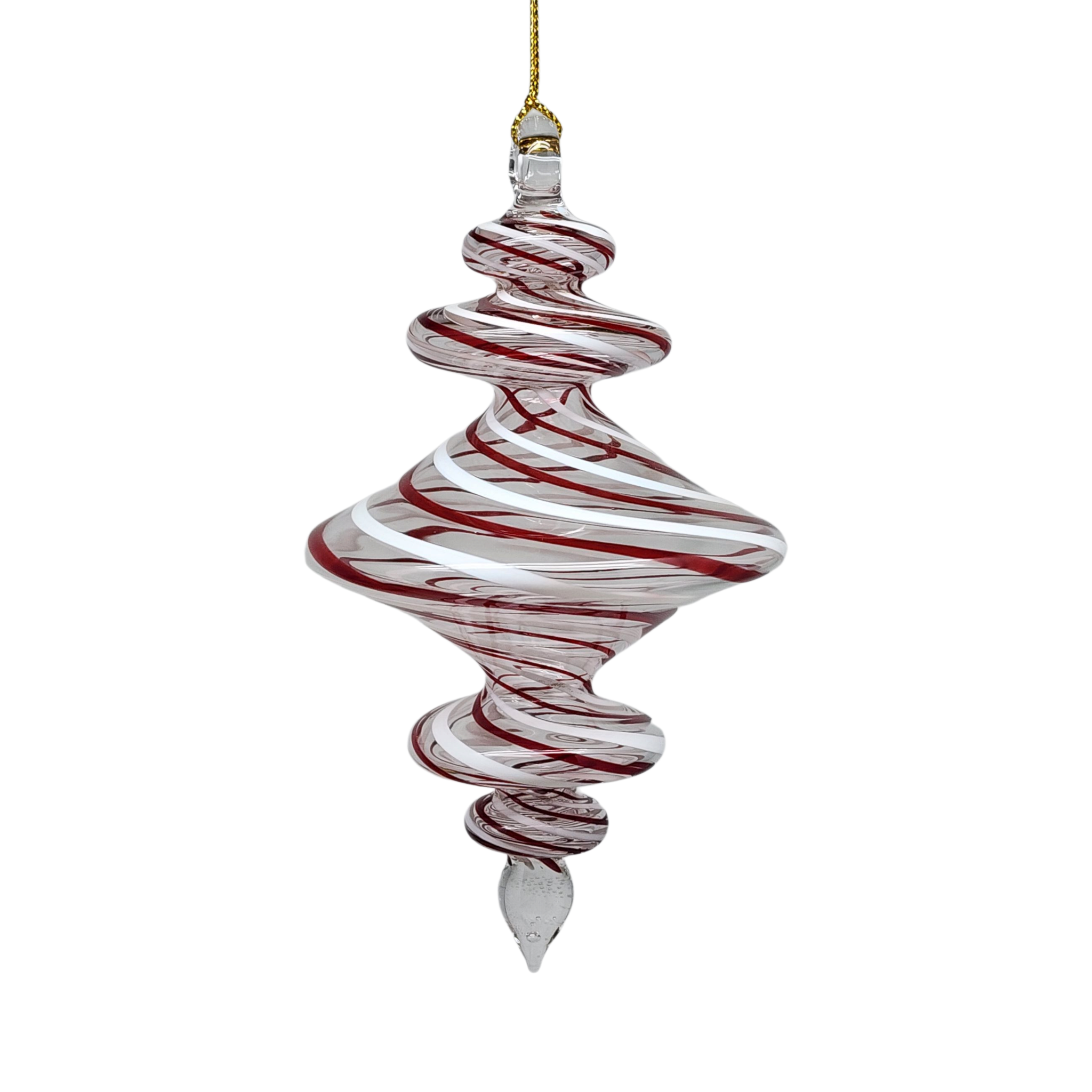 Peppermint Swirl Egyptian Glass Spiral Ornament