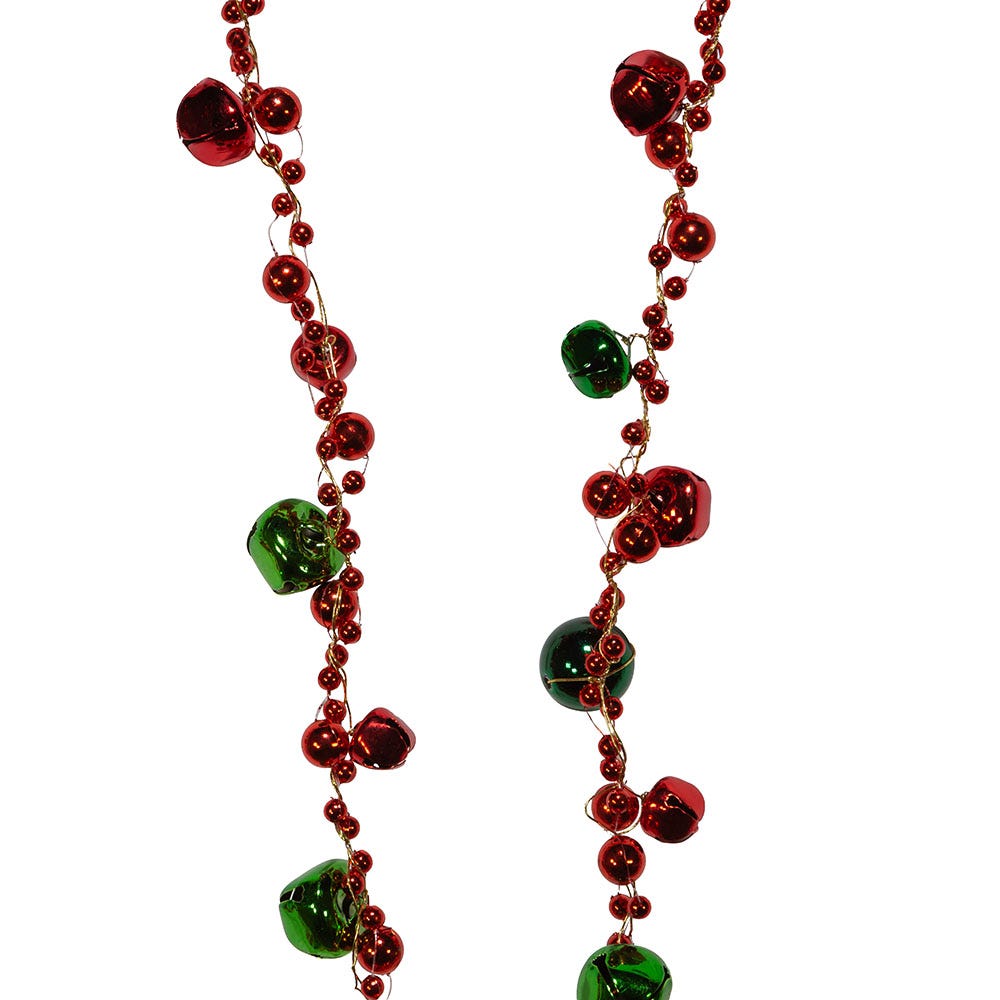 Red and Green Bell Garland - 6 Feet