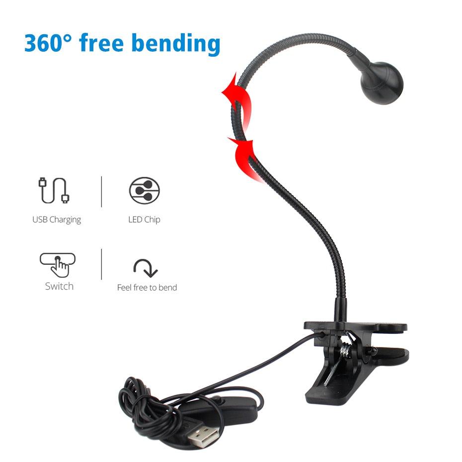 USB LED Desk Lamp With Clip Flexible Table Lamp For Book Reading Study Office Bedside Work Children Night Light For Home Decorative Table Lamp Cute Study Lamps for Bedroom Décor