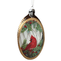Glass Holiday Bird Design Ornament - Cardinal