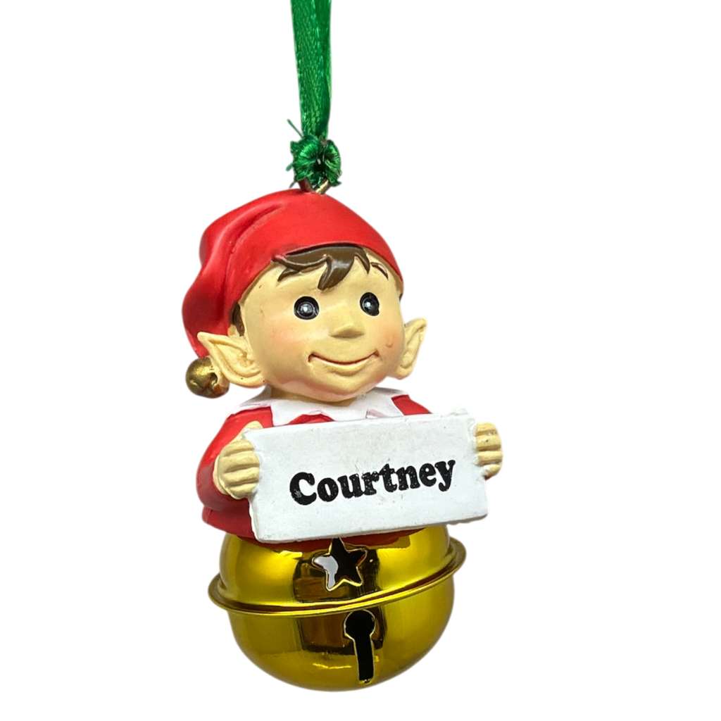 Elf Bell Ornament with Name - Courtney