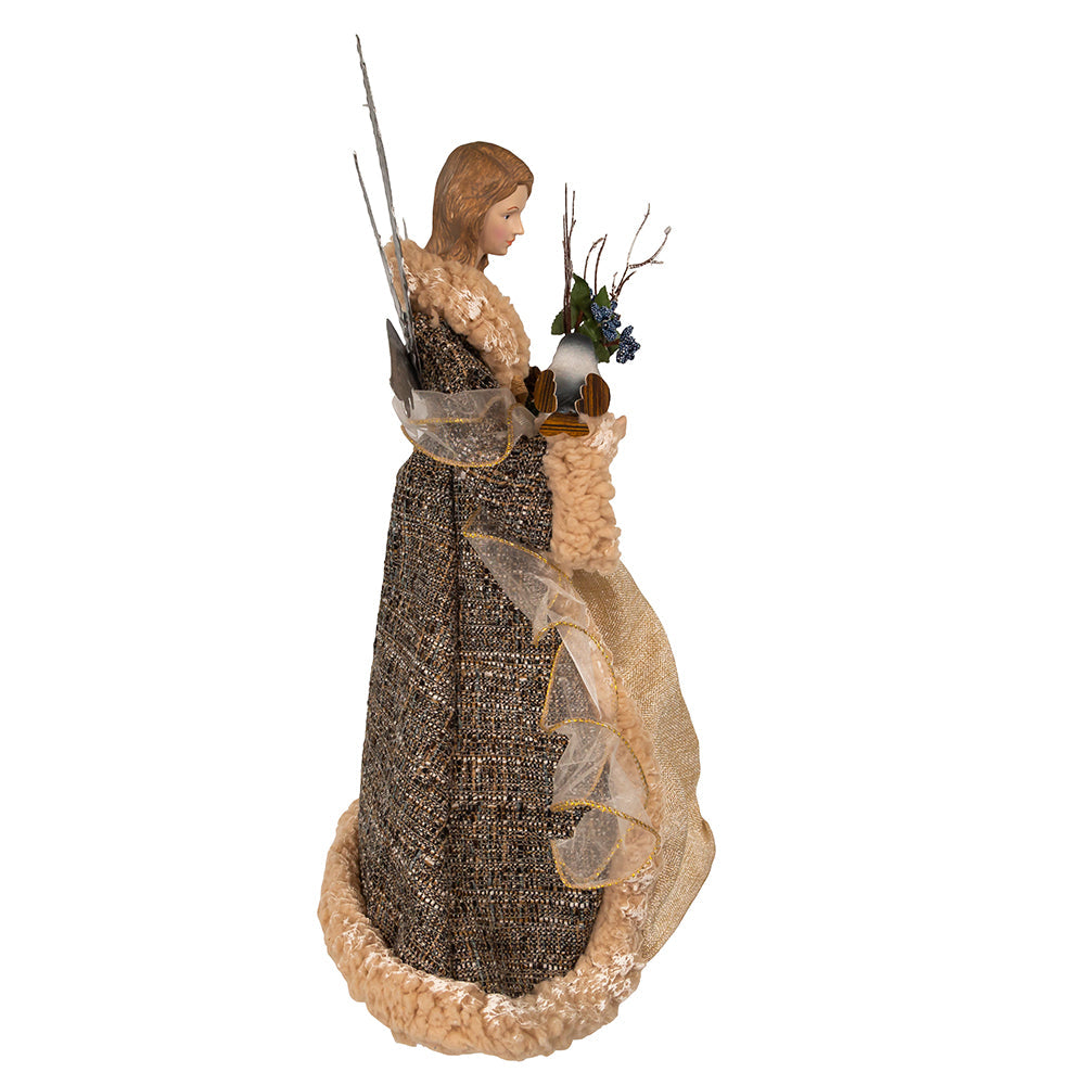 Un-Lit Rustic Glam Angel Treetop - 16 inch