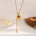 Gold Sunflower & Tiger Eye Long Necklace
