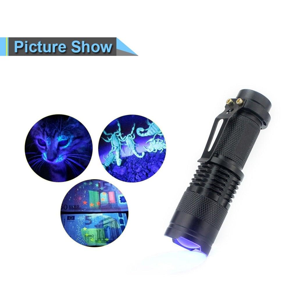 UV 365nm light wood's lamp Rechargeable Portable Mini Handheld Fluorescent Agent  Purple Light USB Ultraviolet Flashlight Detection Flashlight For Dog Urine Pet Stains 370nm