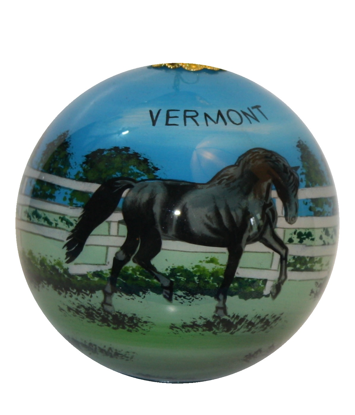 Hand Painted Glass Globe Ornament - The Vermont Morgan Horse