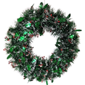 Frosted Holly Tinsel Wreath - 19"