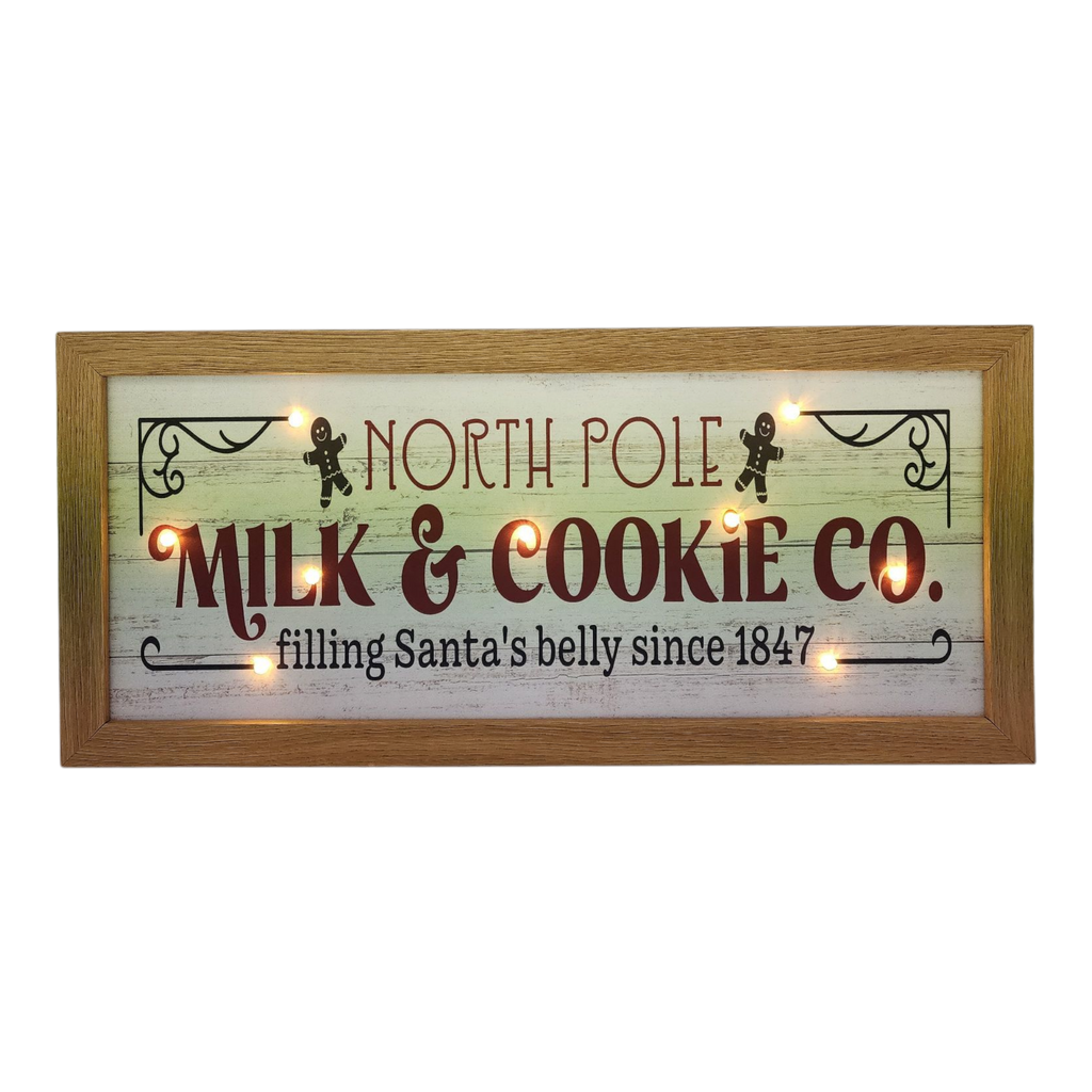 North Pole Milk & Cookie Co. Lighted Sign