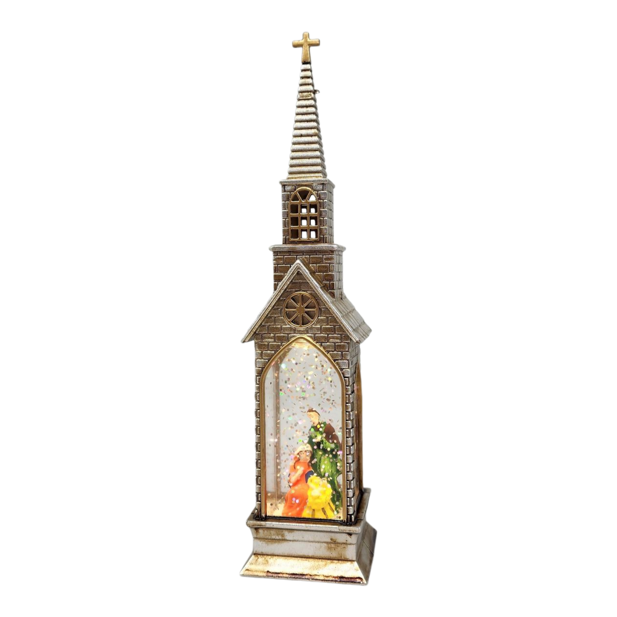 Lighted Church Waterglobe -  Holy Family