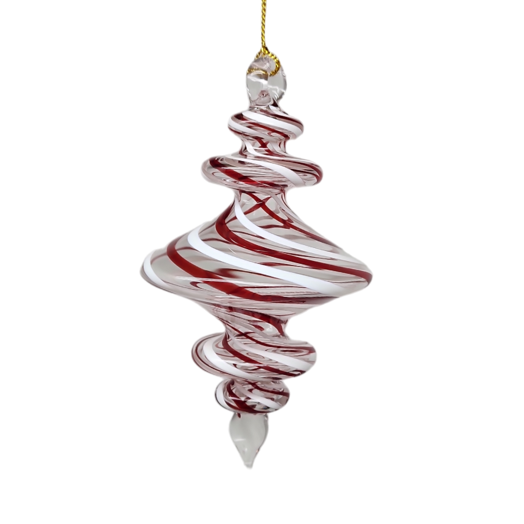 Peppermint Swirl Egyptian Glass Spiral Ornament