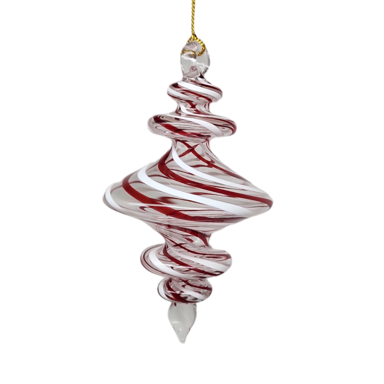 Peppermint Swirl Egyptian Glass Spiral Ornament