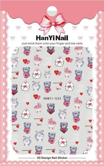 Valentines Love Letter Flower 3d Sliders for Nails Inscriptions Nail Art Decoration Water Sticker Tips Accessories Nail Sequins Laser Heart Nail Supplies Sparkle Nail Accessories Star Accessories Heart Nail Art Manicure Slider Stickers Glitter Decals