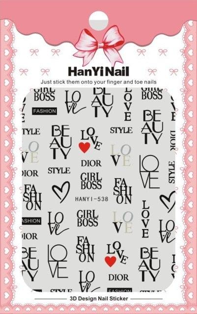 Valentines Love Letter Flower 3d Sliders for Nails Inscriptions Nail Art Decoration Water Sticker Tips Accessories Nail Sequins Laser Heart Nail Supplies Sparkle Nail Accessories Star Accessories Heart Nail Art Manicure Slider Stickers Glitter Decals