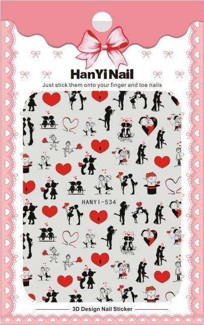 Valentines Love Letter Flower 3d Sliders for Nails Inscriptions Nail Art Decoration Water Sticker Tips Accessories Nail Sequins Laser Heart Nail Supplies Sparkle Nail Accessories Star Accessories Heart Nail Art Manicure Slider Stickers Glitter Decals