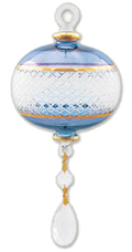 Full Size Etched Sphere with Dangles Ornament - Blue