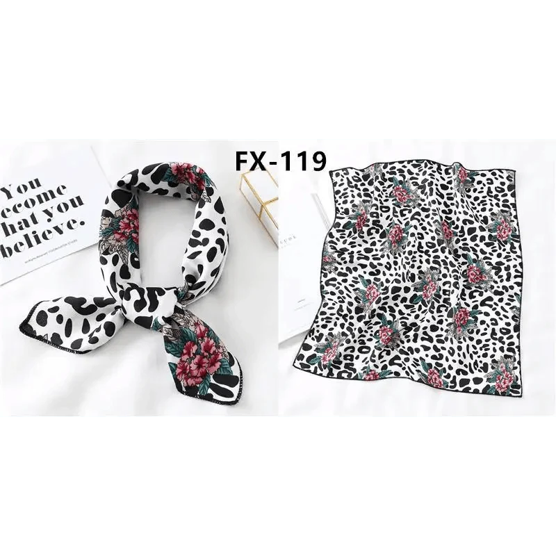 Versatile Square Silk Scarf For Women Fashionable Printed Small Neck Scarfs Office Lady Hair Band Foulard Hand For Female Bandana Shawl