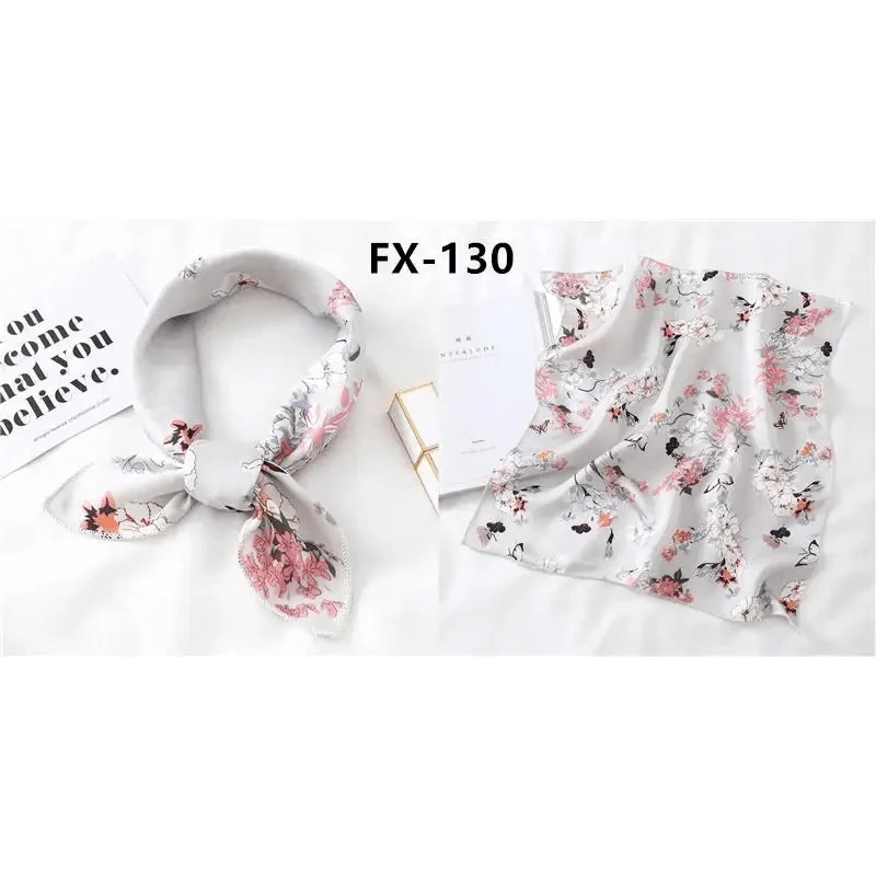 Versatile Square Silk Scarf For Women Fashionable Printed Small Neck Scarfs Office Lady Hair Band Foulard Hand For Female Bandana Shawl