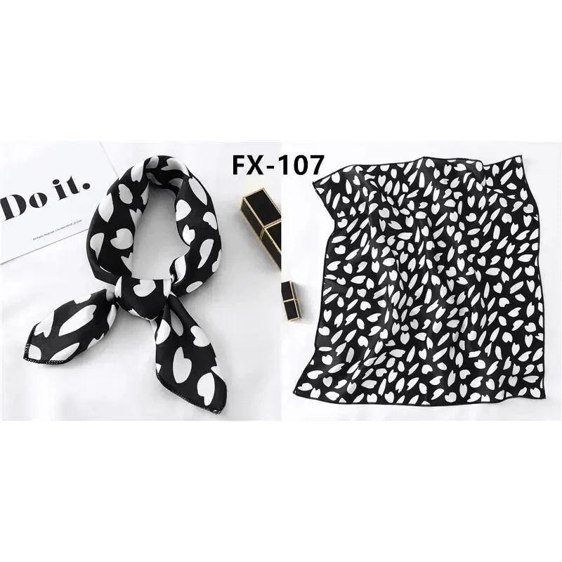 Versatile Square Silk Scarf For Women Fashionable Printed Small Neck Scarfs Office Lady Hair Band Foulard Hand For Female Bandana Shawl