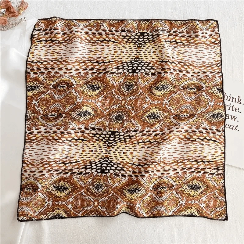 Versatile Square Silk Scarf For Women Fashionable Printed Small Neck Scarfs Office Lady Hair Band Foulard Hand For Female Bandana Shawl