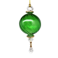 Ribbed Sphere Glass With Gold Accents - Green