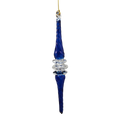 Outer Swirl Icicle Glass Ornaments - Cobalt - Clear Center