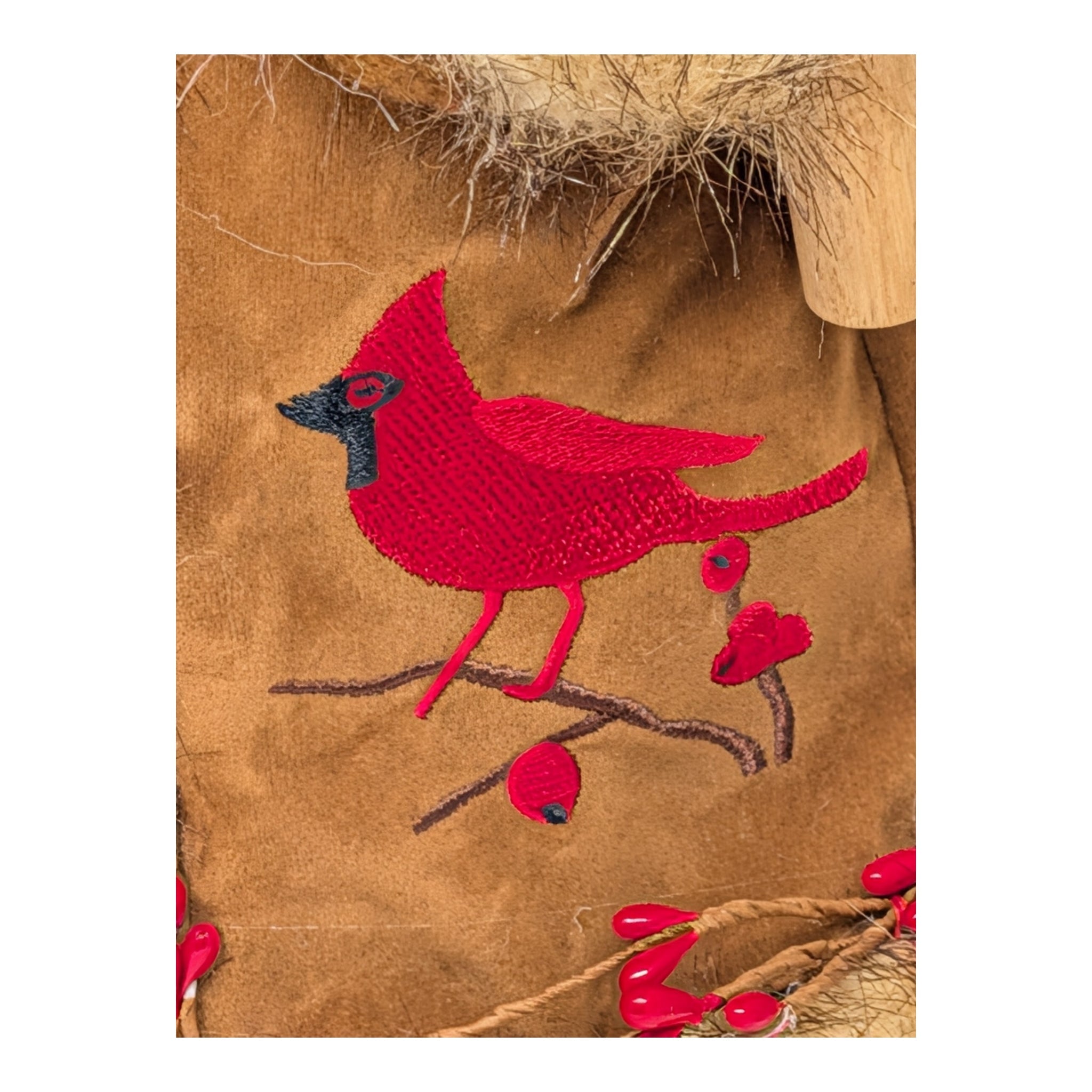 Cardinal and Berries Santa - 15 Inch