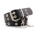 Vintage Adjustable Black Metal Waistband Buckle Leather Waistband For Jeans Trendy Women's Fashionable Design Waistbands 103cm