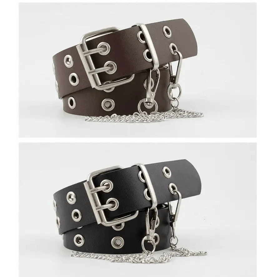 Vintage Adjustable Black Metal Waistband Buckle Leather Waistband For Jeans Trendy Women's Fashionable Design Waistbands 103cm