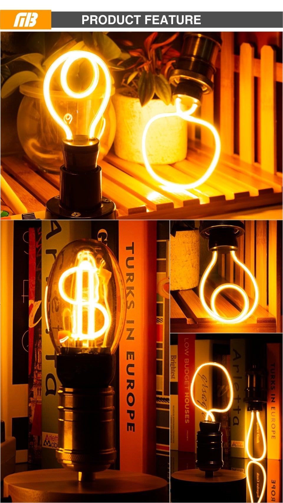 Vintage Chandelier Light Bulbs LED Filament Clear Glass Candle Lamp Bulb LED Soft Filament Light Bulb Home Lamp Ampoule Incandescent Bulb Holiday Lighting Decor