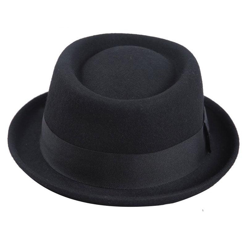 Vintage Pork Pie Hat Men Short Brim Cotton Pork Pie Hat Men's Porkpie Hats Flat Top Fedora Black Hat Mans Simple Gentlemen Party Hat Classic Design Soft Light Weight Hat Dress Hat Sun Hat