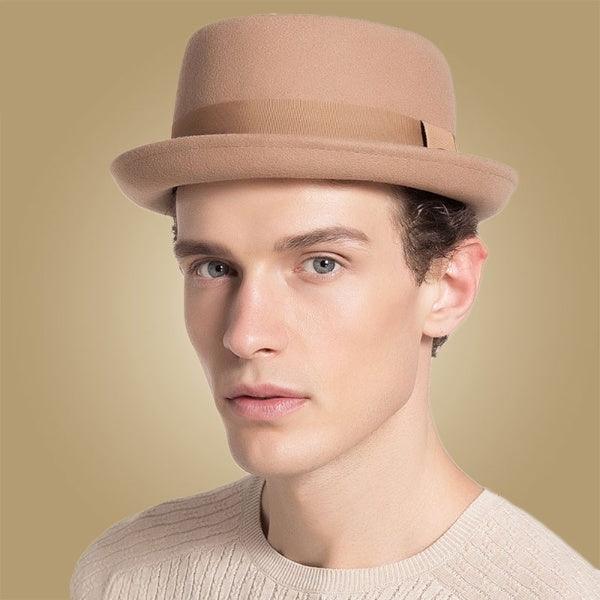 Vintage Pork Pie Hat Men Short Brim Cotton Pork Pie Hat Men's Porkpie Hats Flat Top Fedora Black Hat Mans Simple Gentlemen Party Hat Classic Design Soft Light Weight Hat Dress Hat Sun Hat