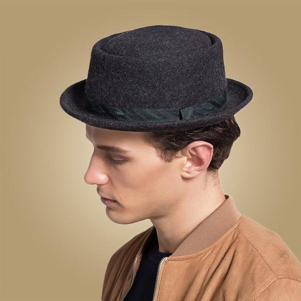Vintage Pork Pie Hat Men Short Brim Cotton Pork Pie Hat Men's Porkpie Hats Flat Top Fedora Black Hat Mans Simple Gentlemen Party Hat Classic Design Soft Light Weight Hat Dress Hat Sun Hat