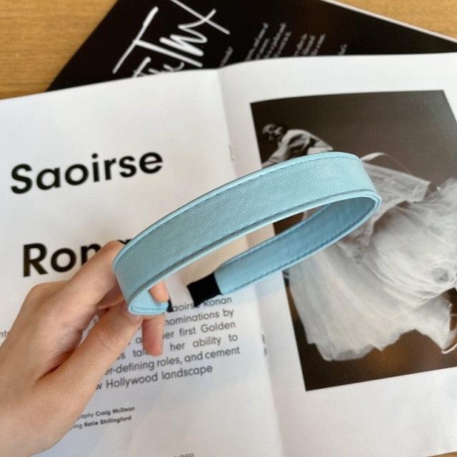Vintage PU Leather Headband Hairbands Solid Headwear for Women Girls Fashion Hair Band Chic Hair Hoop Gorgeous Hair Accessories For Women